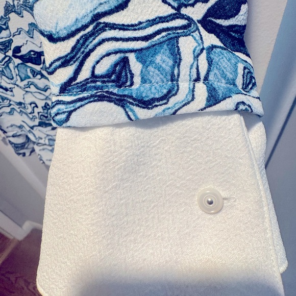 NWOT Essential Antwerp blue and white swirl dress with side ruffle size 36 - Picture 4 of 4